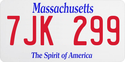 MA license plate 7JK299