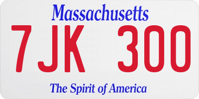 MA license plate 7JK300