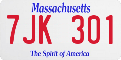 MA license plate 7JK301