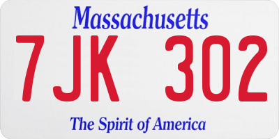 MA license plate 7JK302