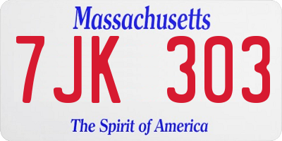 MA license plate 7JK303