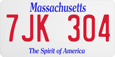 MA license plate 7JK304