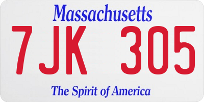 MA license plate 7JK305