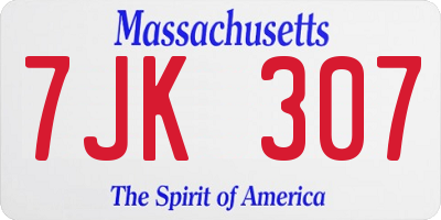 MA license plate 7JK307