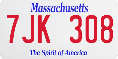 MA license plate 7JK308
