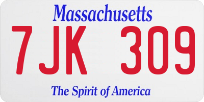 MA license plate 7JK309