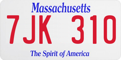 MA license plate 7JK310