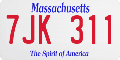 MA license plate 7JK311