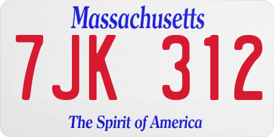 MA license plate 7JK312