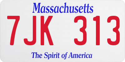 MA license plate 7JK313