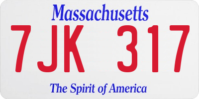 MA license plate 7JK317