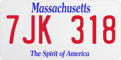 MA license plate 7JK318