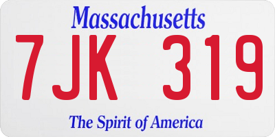 MA license plate 7JK319