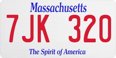 MA license plate 7JK320