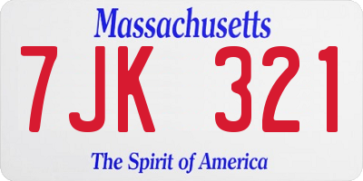 MA license plate 7JK321