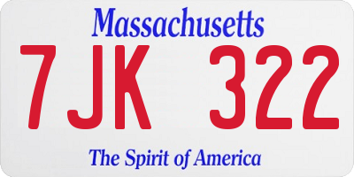 MA license plate 7JK322