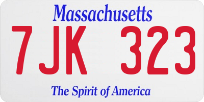 MA license plate 7JK323