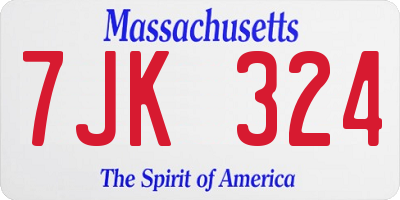 MA license plate 7JK324