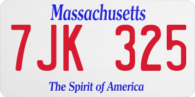 MA license plate 7JK325