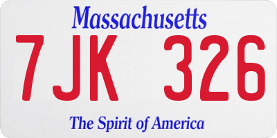 MA license plate 7JK326