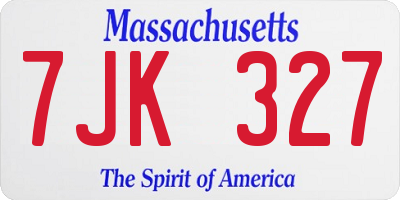 MA license plate 7JK327