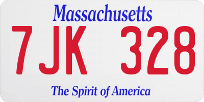 MA license plate 7JK328