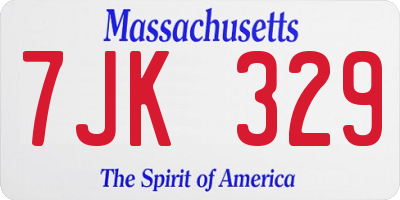 MA license plate 7JK329
