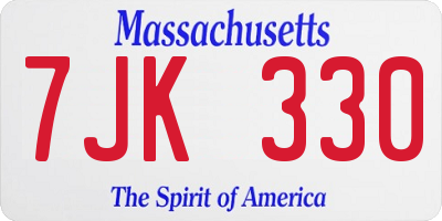 MA license plate 7JK330