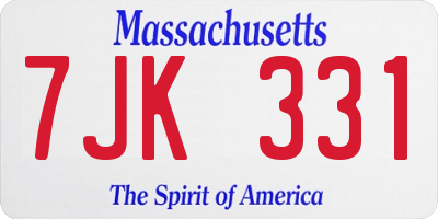 MA license plate 7JK331