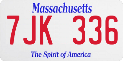 MA license plate 7JK336