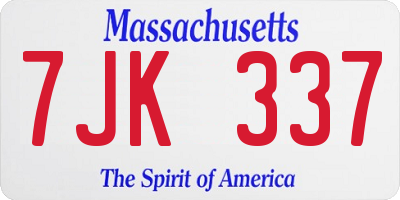 MA license plate 7JK337