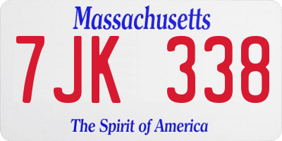 MA license plate 7JK338