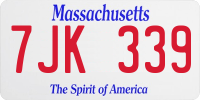 MA license plate 7JK339