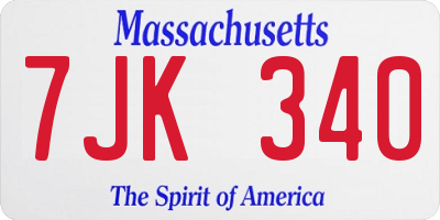 MA license plate 7JK340