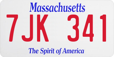 MA license plate 7JK341