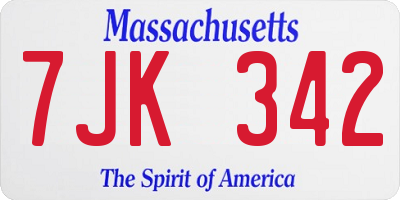 MA license plate 7JK342