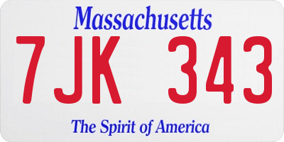 MA license plate 7JK343