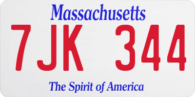 MA license plate 7JK344