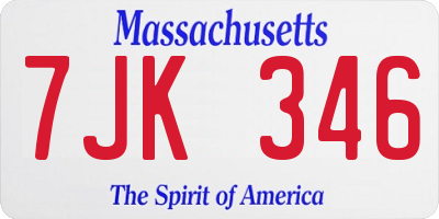 MA license plate 7JK346