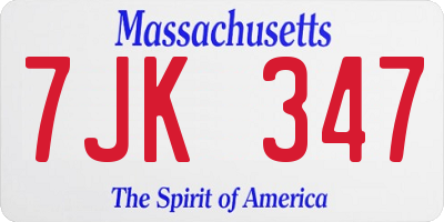 MA license plate 7JK347
