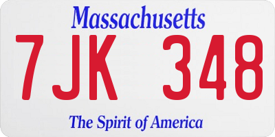 MA license plate 7JK348