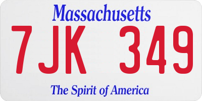 MA license plate 7JK349