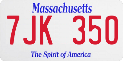 MA license plate 7JK350