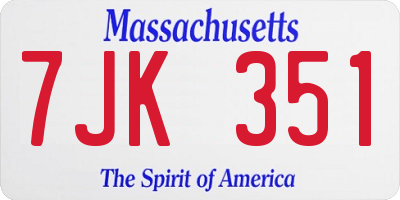 MA license plate 7JK351