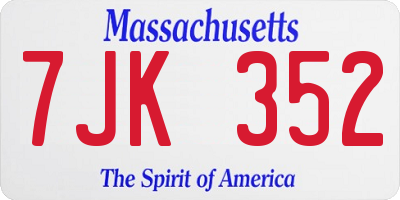 MA license plate 7JK352