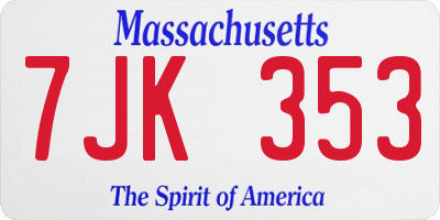 MA license plate 7JK353