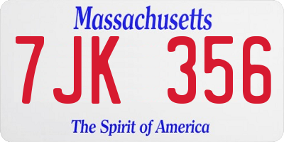 MA license plate 7JK356