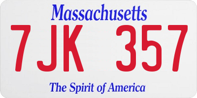 MA license plate 7JK357