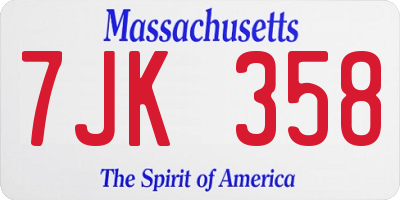 MA license plate 7JK358
