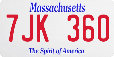 MA license plate 7JK360